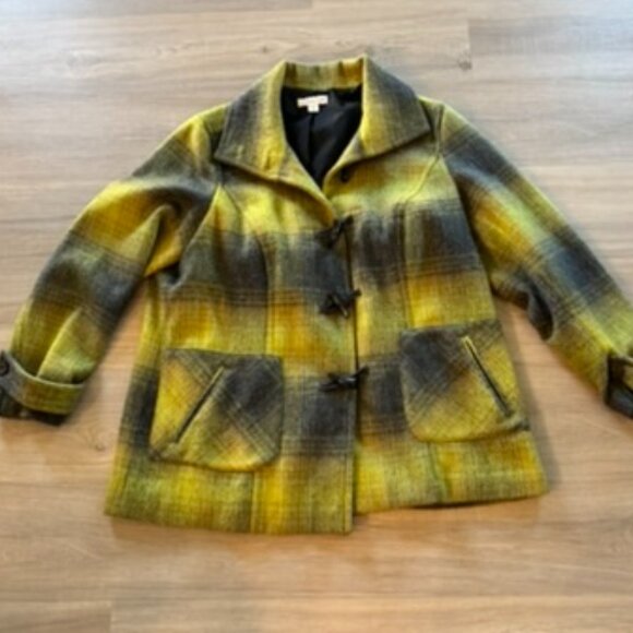 COLDWATER CREEK Women's Fall Winter Jacket Plaid Toggle coat size 18 XL XXL Wool - Picture 1 of 6